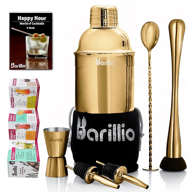 Barillio® Cocktail Shaker Set Drink Mixer (Gold) - Barillio