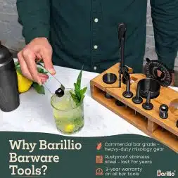 Barillio® Mixology Bartender Kit With Elegant Bamboo Stand (Black