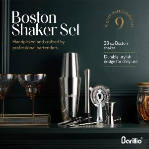 Barillio® Cocktail Shaker Set: Boston Shaker (Silver)