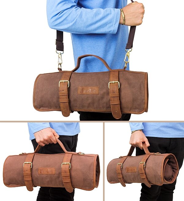 Barillio Bartender Bag Travel Bartender Kit Bag with Bar Tools Professional 17-Piece Bar Tool Set with Portable Waxed Canvas Bag