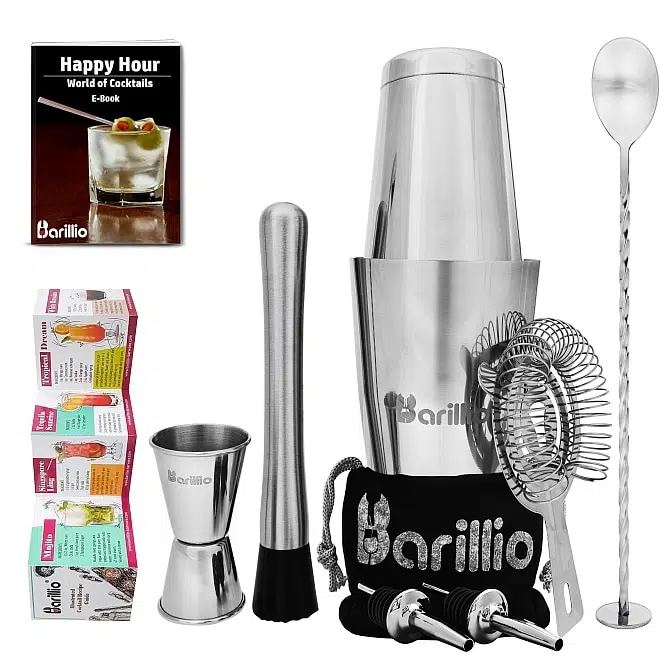 31pcs Bartender Kit, Boston Cocktail Shaker Set With Rotating Stand  Stainless Steel Ice Cube For Mixed Drinks Martini Bar Tools