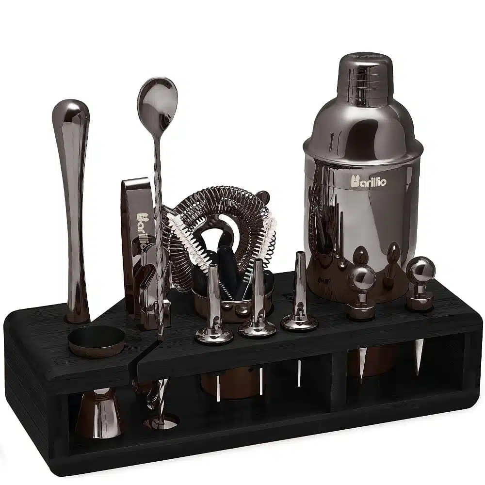 Mixology Bartender Kit: 10-Piece Bar Tool Set with Stylish Bamboo Stand -  Perfect Home Bartending Kit and Cocktail Shaker Set For an Awesome Drink